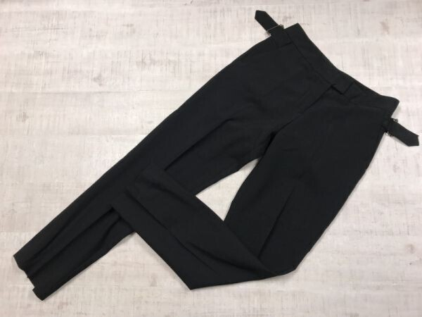 YUMI MAZAO レトロ モード ラグジュアリー古着 テーパード サイドベルト スラックス パンツ ボトムス レディース 36 黒拍卖