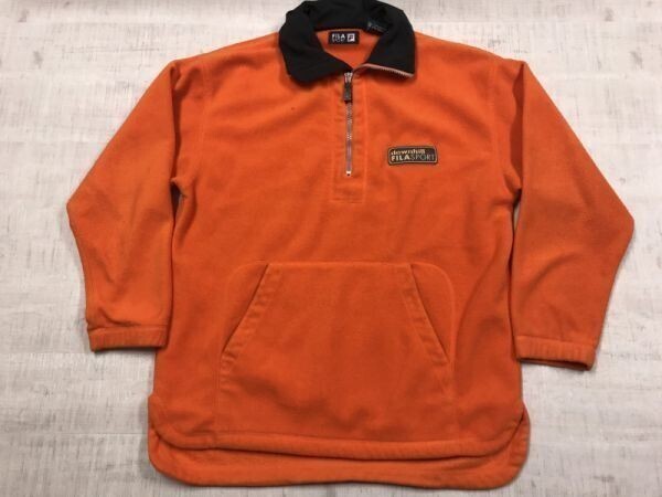フィラ スポーツ FILA SPORT ストリート 90s 古着 ハーフジップ フリース シャツ ジャケット メンズ ポリエステル100% M オレンジ拍卖