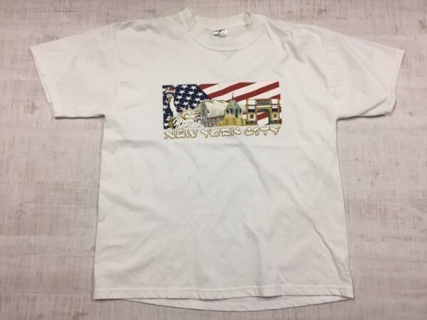 NEW YORK CITY ニューヨーク アメリカ スーベニア オールド レトロ 古着 アメカジ 半袖Tシャツ カットソー メンズ L 白拍卖