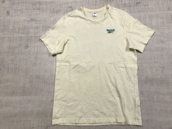リーボック Reebok レトロ スポーツ オリンピア・プリント 半袖Tシャツ カットソー レディース 刺繍 バックプリント有 L 生成り拍卖