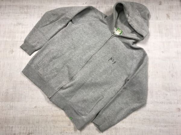 CHEER UP キャラクター かわいい ブタさん イラスト バックプリント有 ジップアップ スウェット パーカー レディース M グレー拍卖