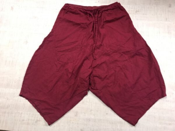 エスニック オリエンタル 民族 古着 オールド コットンリネン 綿麻 ショート ハーフ イージー パンツ ボトムス レディース XXL 赤拍卖