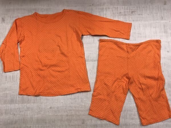 ウッディホーム WOODYHOME 小花柄総柄 七分袖 ショート スパッツ ルームウェア 上下セットアップ レディース コットン100% M オレンジ拍卖