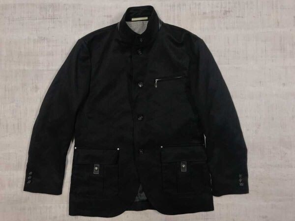 インターメッツォ INTERMEZZO レナウン ネオお兄系 00s オジカジ シャドーストライプ スタンドカラー ジャケット メンズ 日本製 S 黒拍卖