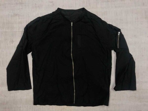 ハレ HARE アダストリア ストリート ミリタリー 袖ポケット ジップアップ ノーカラー ジャケット メンズ 薄手 綿混合 黒拍卖