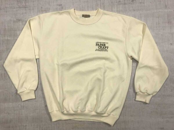 パパス クラフト PAPA’S CRAFT レトロ アメカジ トラッド 英字 ロゴ 刺繍 長袖 スウェット トレーナー メンズ 日本製 L 生成り拍卖