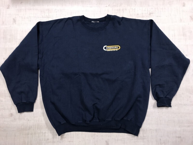 Cerminaro Construction 企業物 レトロ オールド アメカジ ストリート スウェットトレーナー プルオーバー メンズ やや裏起毛 紺拍卖