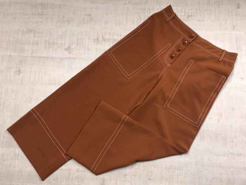 TIBI ティビ レトロ モード デザイナーズ 古着 ステッチ ブッシュポケット ワイド パンツ ボトムス レディース 0 オレンジ拍卖