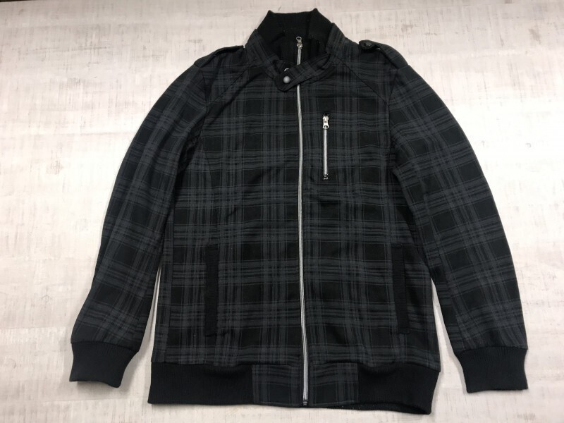 ルイシャブロン LOUIS CHAVLON ネオお兄系 ネオグランジ Y2K 古着 チェック スウェット シングル ライダース ジャケット メンズ L 黒拍卖
