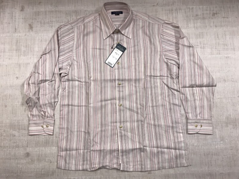 新品タグ付き ART FISH CLUB レトロ アメカジ トラッド マルチストライプ 長袖シャツ メンズ ポリエステル65% コットン35% M ピンク拍卖