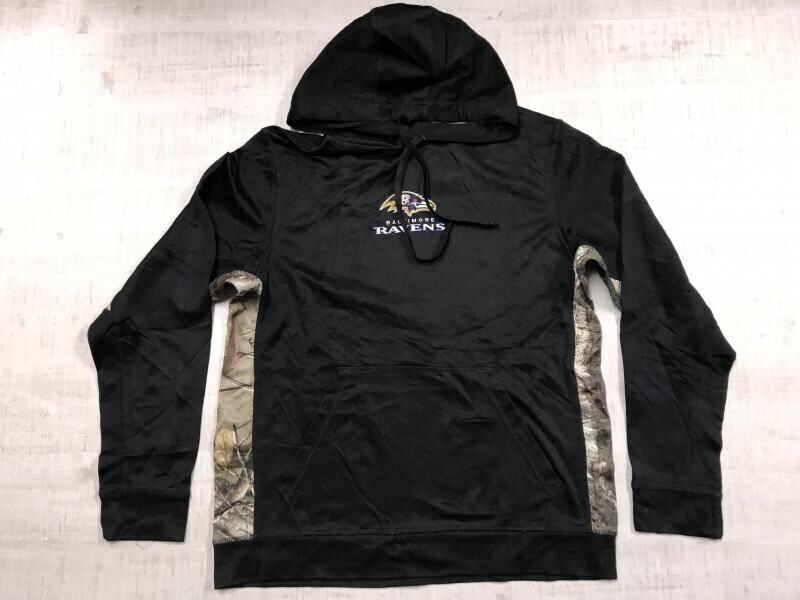 BALTIMORE RAVENS ボルチモア・レイブンズ NFL アメフト リアルツリー迷彩カモフラ切替 ジャージー パーカー メンズ M 黒拍卖