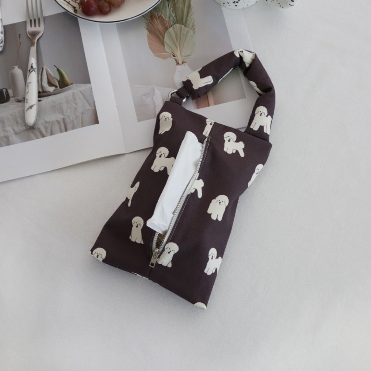 ビション柄 ティッシュポーチ 車載用 ベビーカー 収納拍卖