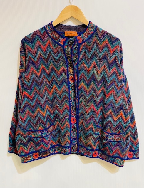 MISSONI ミッソーニ イタリア製 総柄 マルチカラー ウール ニット ジャケット カーディガン サイズ40拍卖