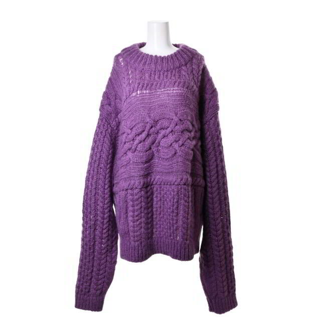 美品 MAISON EUREKA オーバーサイズ モヘア混 ケーブル ニット パープル メゾン エウレカ KL4CQBLC45拍卖