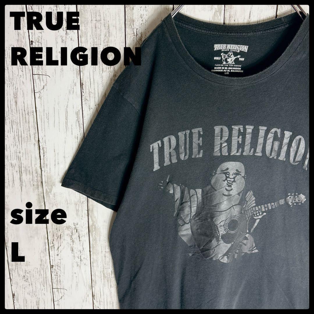 ブランド古着 トゥルーレリジョン tシャツ L ブラック黒 同色拍卖