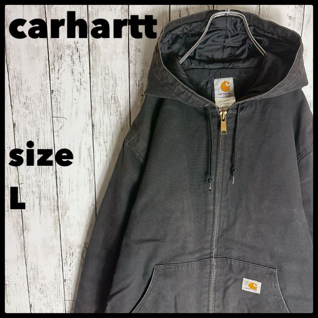 carhartt カーハート アクティブジャケット ブラック黒 L ダック地 古着 刺繍ロゴ拍卖