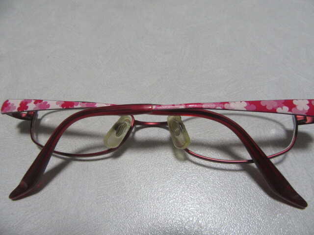 USEDメガネの愛眼にて購入花柄フレーム46日本製子供用眼鏡激安即決5円拍卖