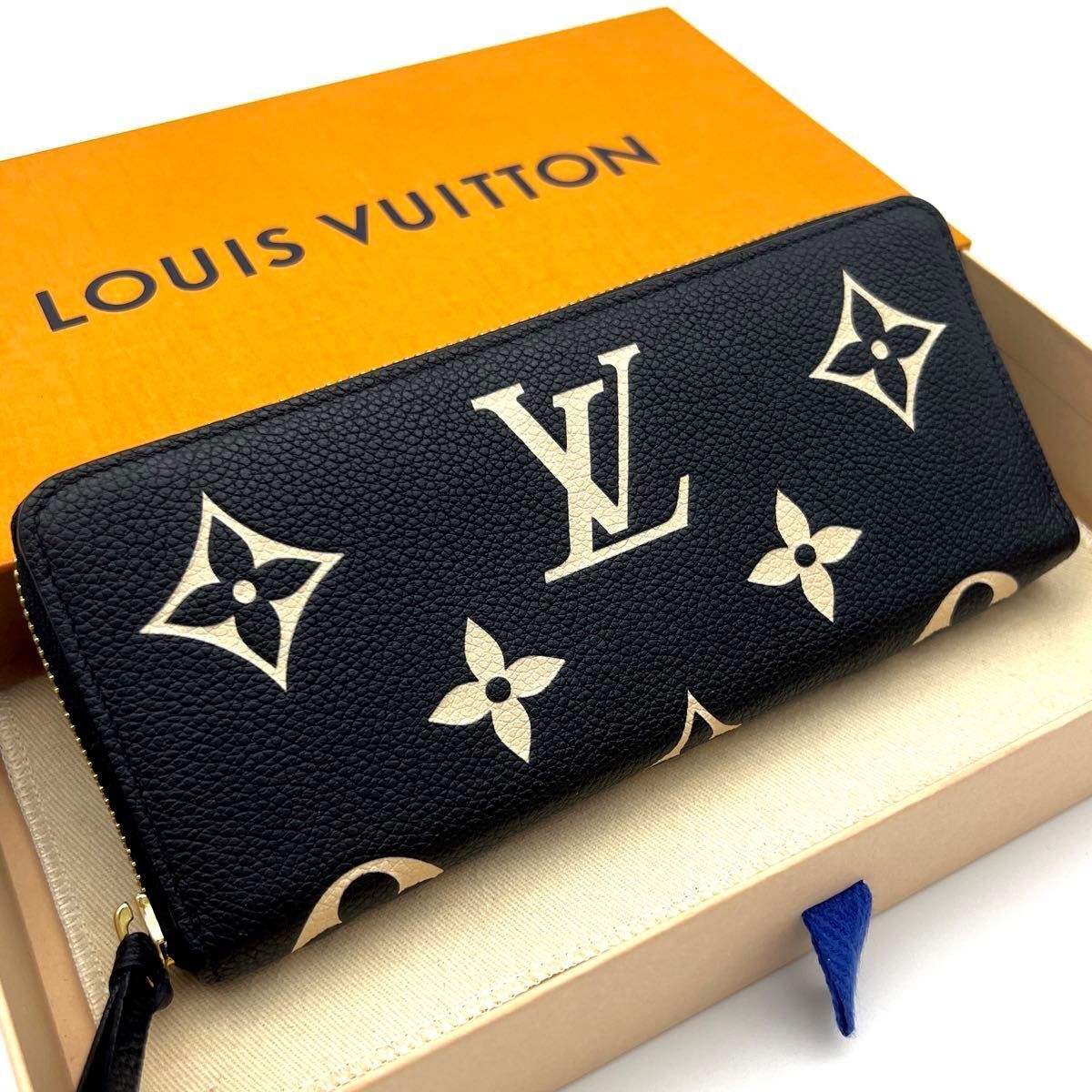 LOUIS VUITTON ルイヴィトン モノグラム アンプラント バイカラー クレマンス ブラック(黒、ノワール) 長財布 A563拍卖