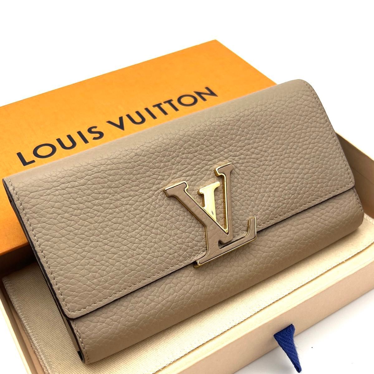 LOUIS VUITTON ルイヴィトン ポルトフォイユ カプシーヌ トリヨン ガレ(ベージュ) 長財布 A583拍卖