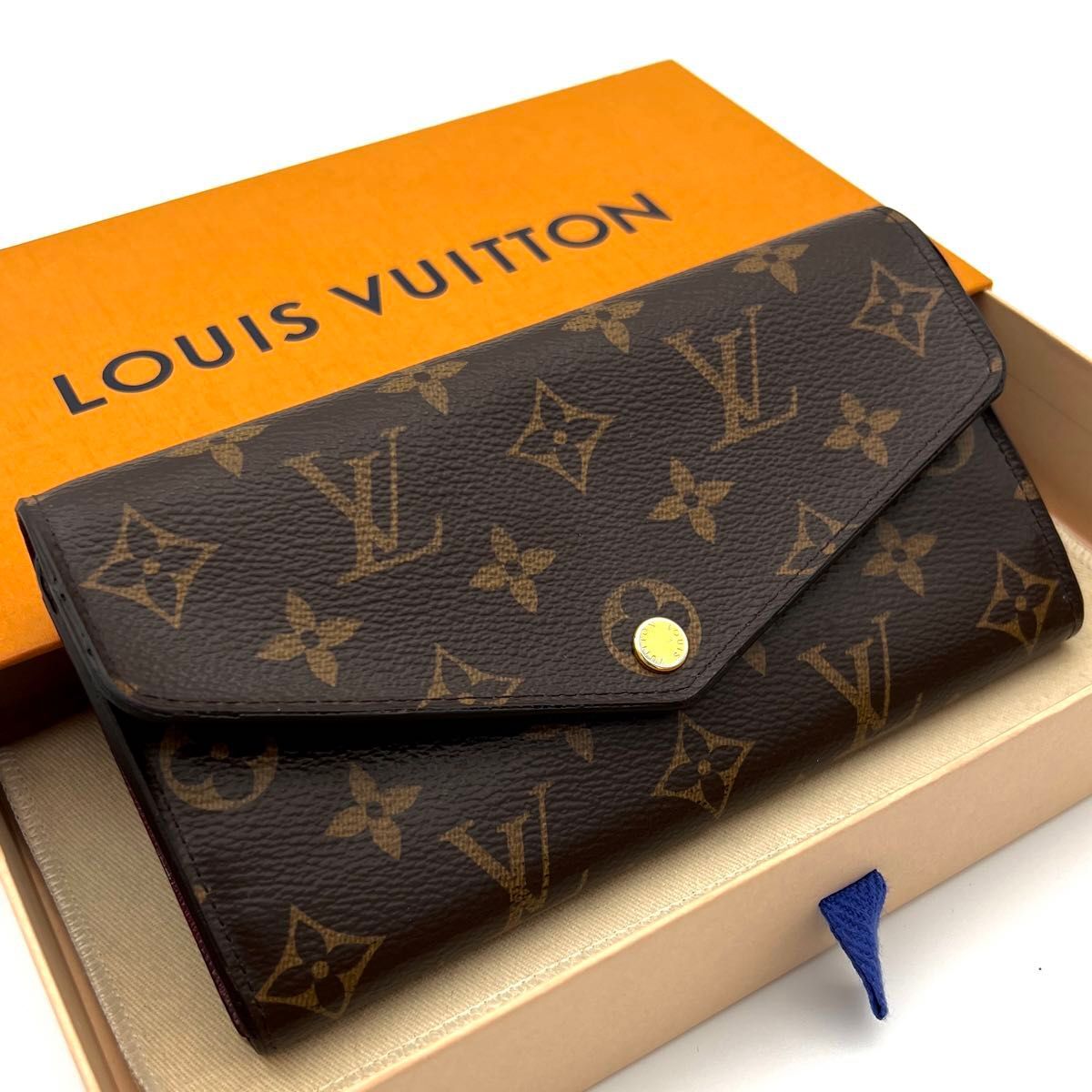 LOUIS VUITTON ルイヴィトン モノグラム ポルトフォイユ サラ フューシャ 長財布 A592拍卖