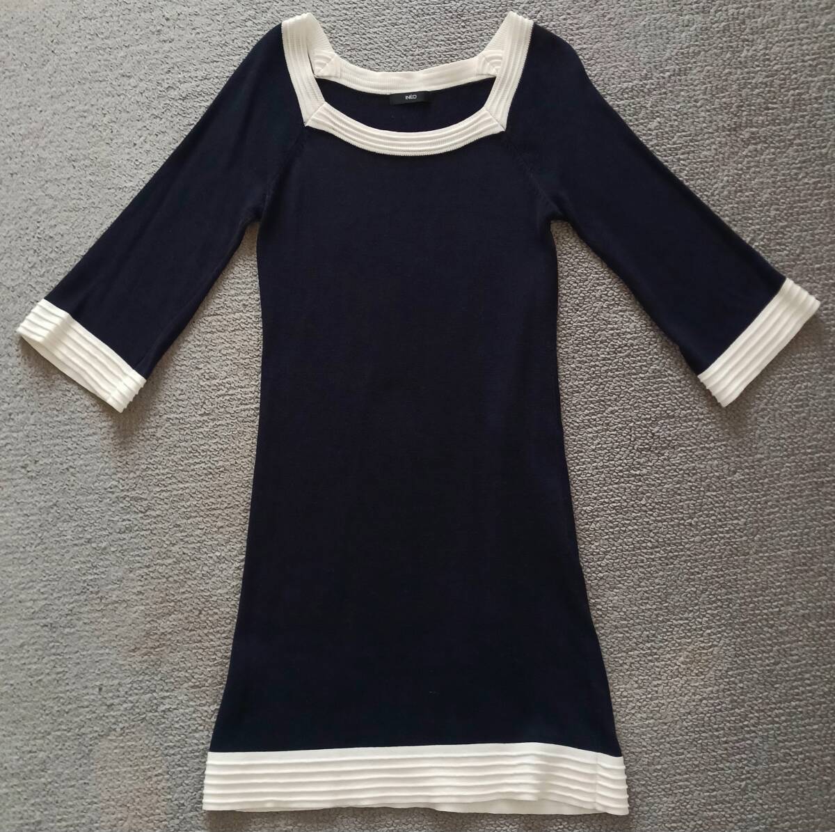 新品同様 INED イネド バイカラー ワンピース ネイビー アプワイザーリッシェ snidel ロイヤルパーティー拍卖