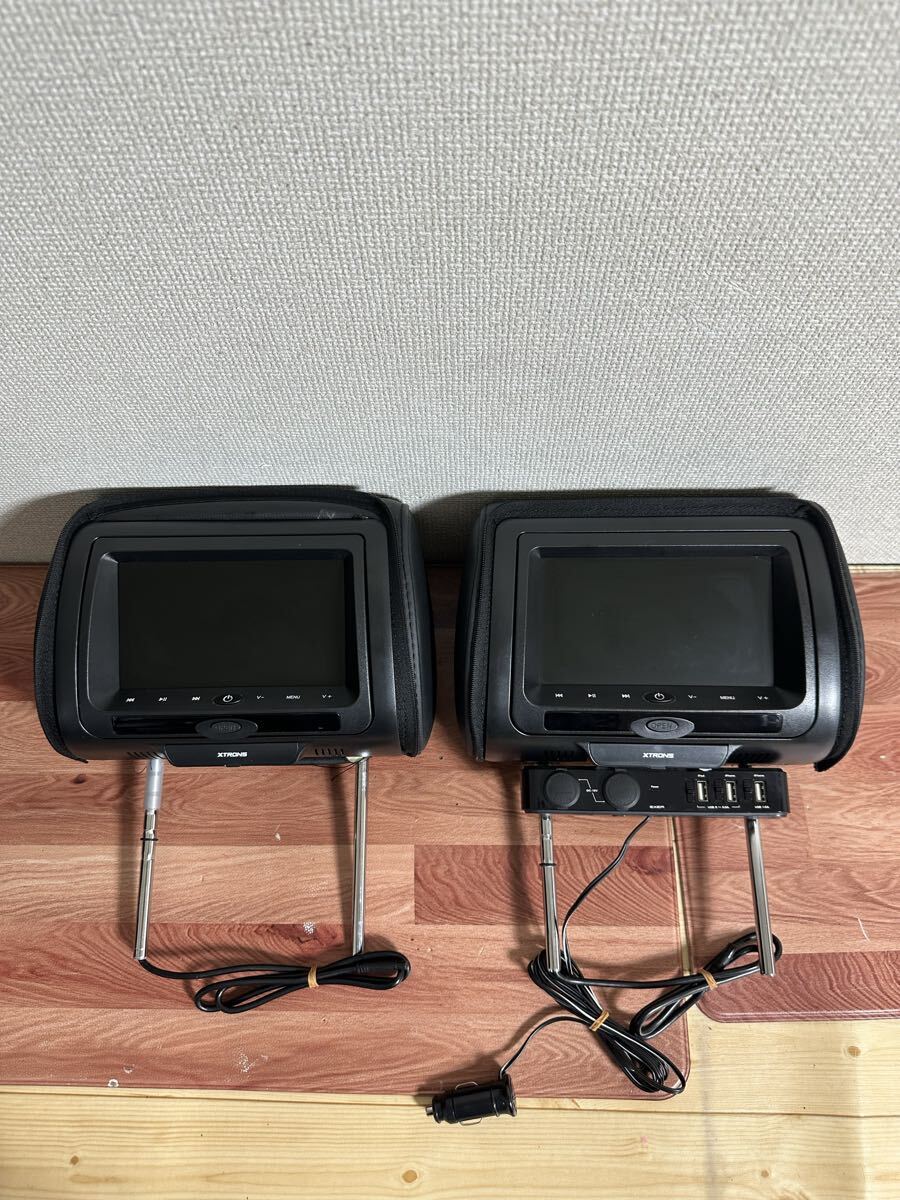 エルグランド MNE51 E51 2010、250 ハイウェイスター用スクリーン付きブラックレザーフロントシートヘッドレスト拍卖