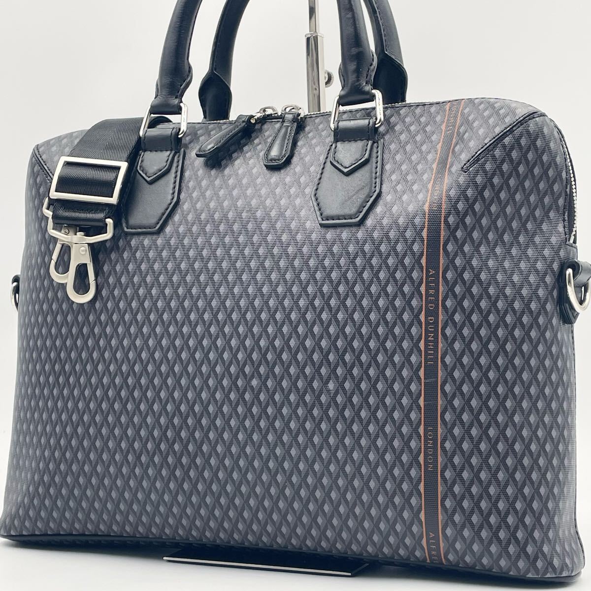 【極美品・近年モデル】dunhill ダンヒル ENGINE TURN エンジンターン ビジネスバッグ ブリーフケース 2way 書類カバン A4可 メンズ拍卖
