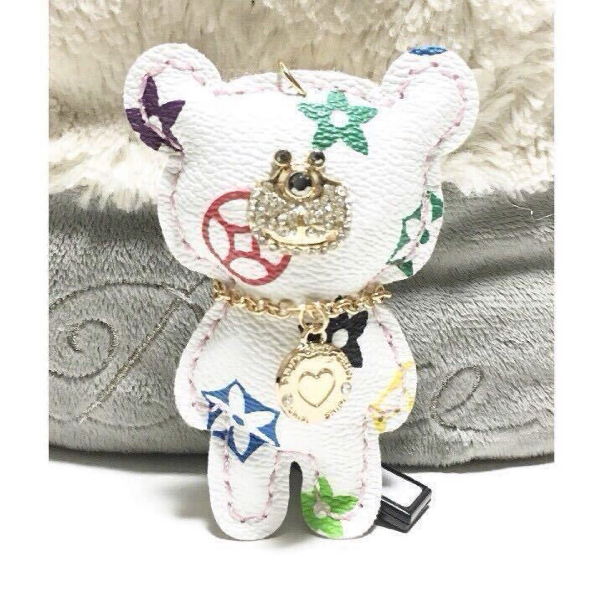新品/可愛い/くまさん/バッグチャーム/キーリング付き/キーホルダー/レディース バッグ 可愛い ホワイト拍卖