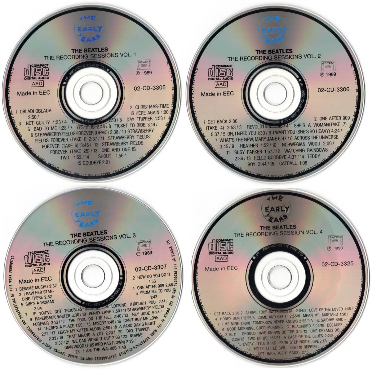 4CD【BEATLES RECORDING SESSIONS VOL.1 ~ 4 (Germany製 1989年) 】Beatles ビートルズ拍卖