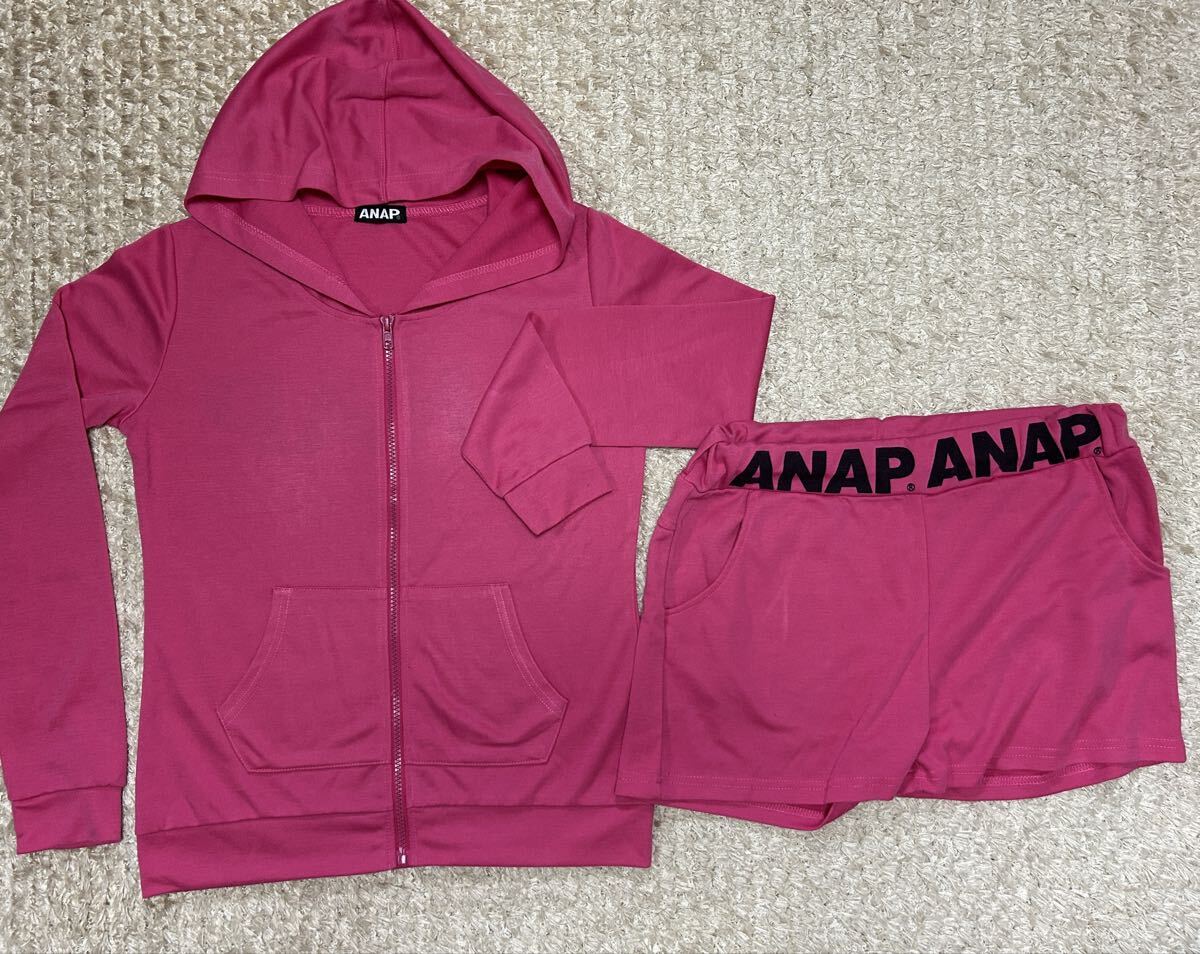 ANAP パーカー セットアップ  上下 ショートパンツ 半ズボン ショッキングピンク拍卖