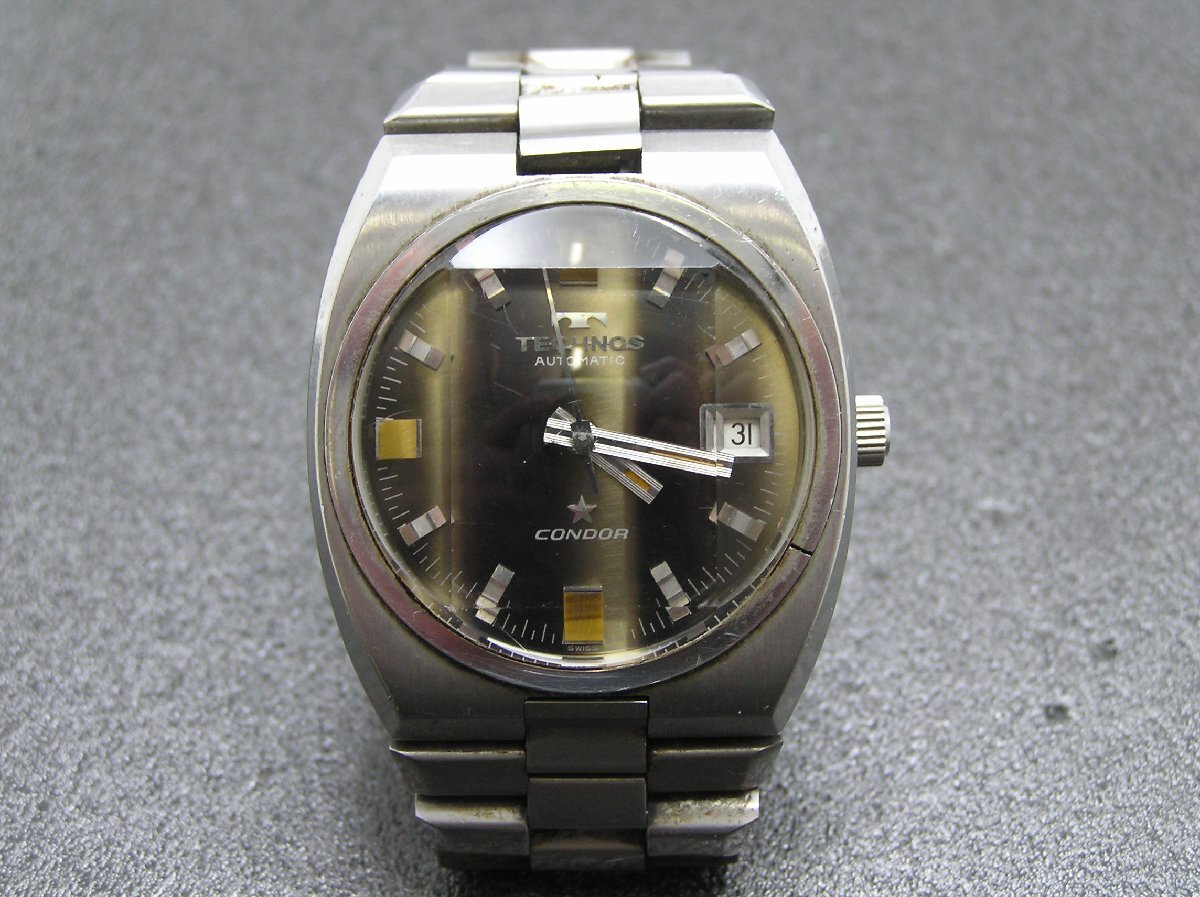 1円スタート★ハローカメラ★ 9123 テクノス TECHNOS CONDOR AUTOMATIC 腕時計 SWISS 動作品 自動巻き拍卖