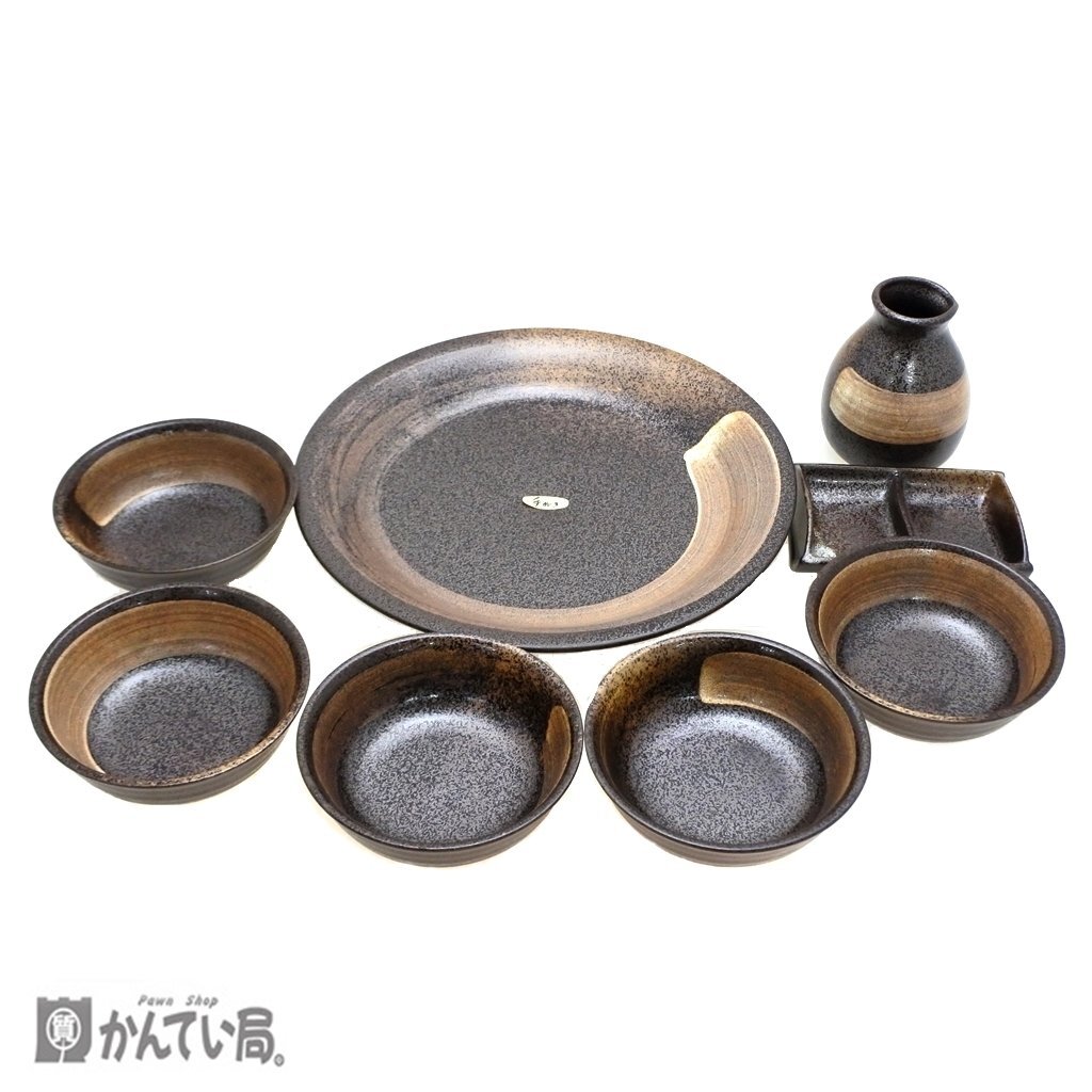 未使用 保管品 明日香 天ぷら揃 天ぷらセット 大皿 直径:約28cm 薬味入れ つゆ入れ 小皿 5枚 取り皿 和食器 箱有り 食器 5客セット拍卖