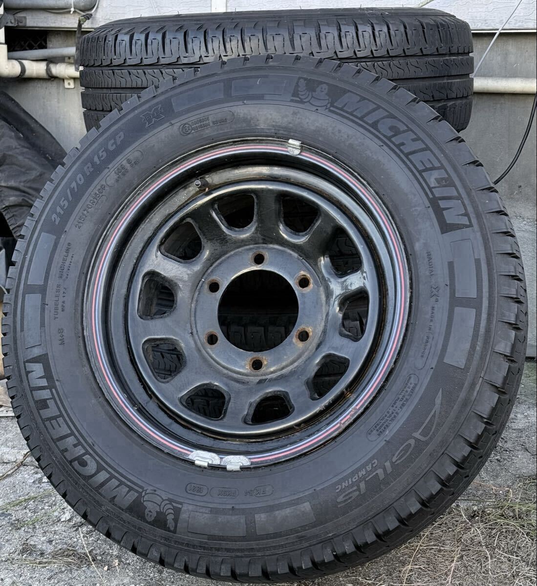 ミシュラン タイヤホイールセット 215/70R15 CP アジリス AGILS + デイトナブラック 6.0J 6H 139.7 4本 キャンピングカー トヨタ 残7mm拍卖