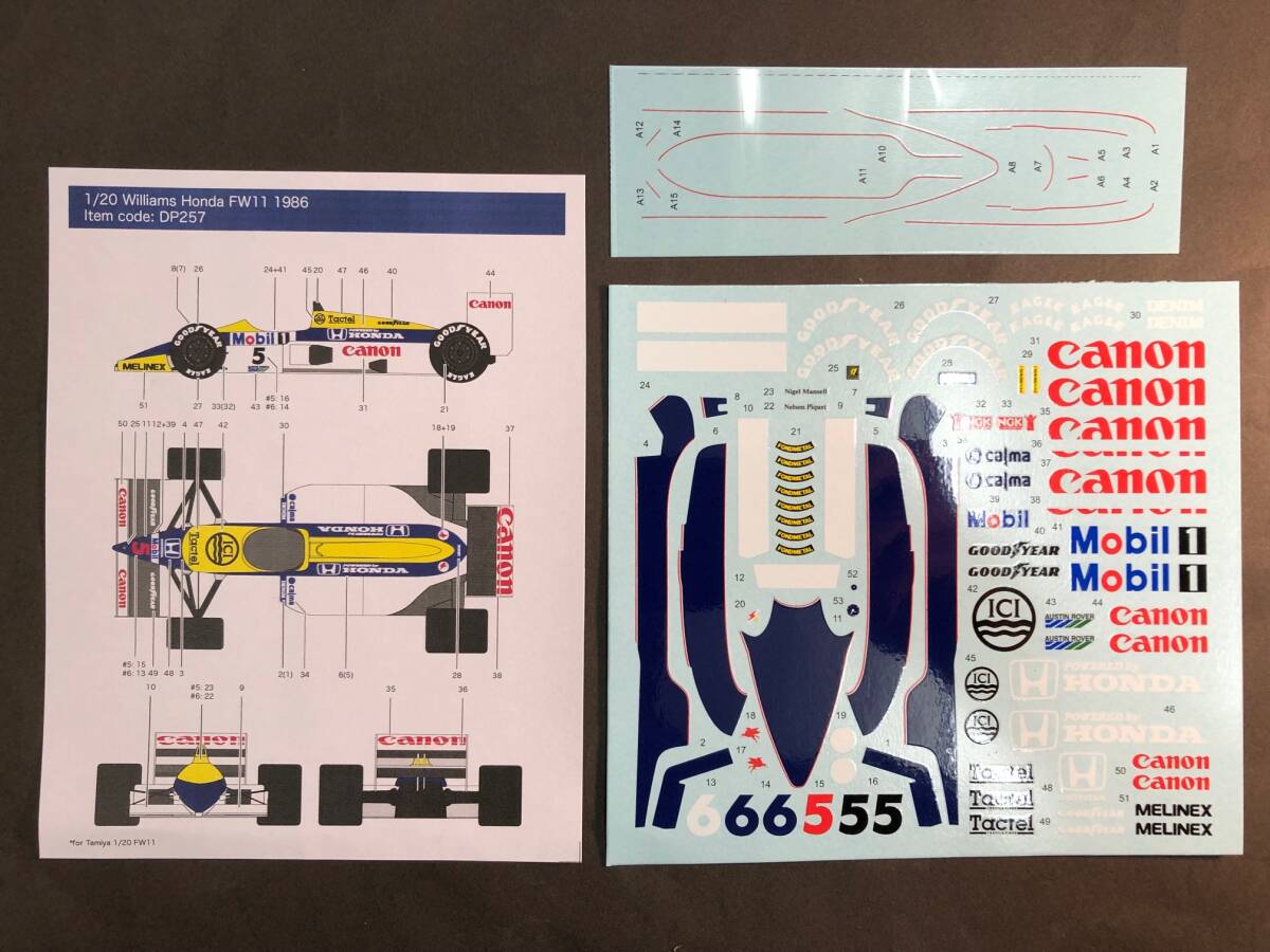 Decal Pool DC257 1/20 サイズ ウィリアムズFW11 1986拍卖