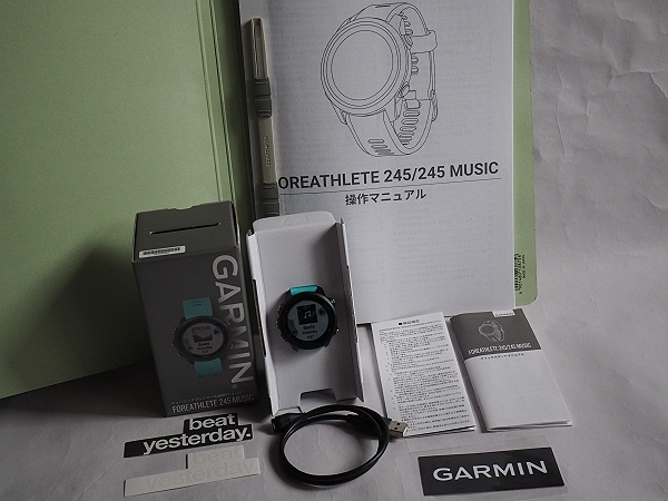 送料無料 美品 Garmin FOREATHLETE 245 MUSIC 未使用純正バンド マニュアル付 ガーミン 拍卖