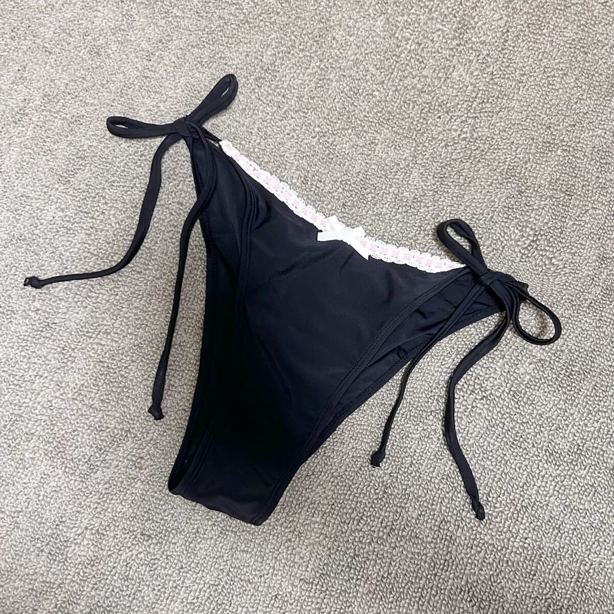 水着 黒ビキニ ピンクレース スイムパンツ スイムショーツ 紐パン拍卖