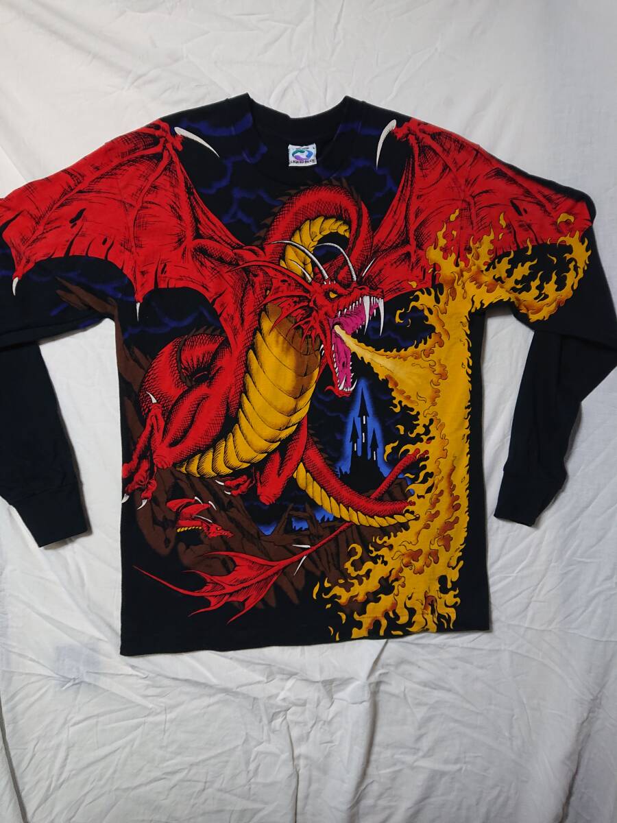 ヴィンテージ レア 長袖ロングTシャツ リキッドブルー ドラゴン スレイヤー LIQUID BLUE DRAGON SLAYER USA製 90’s Lサイズ(USA表記)拍卖