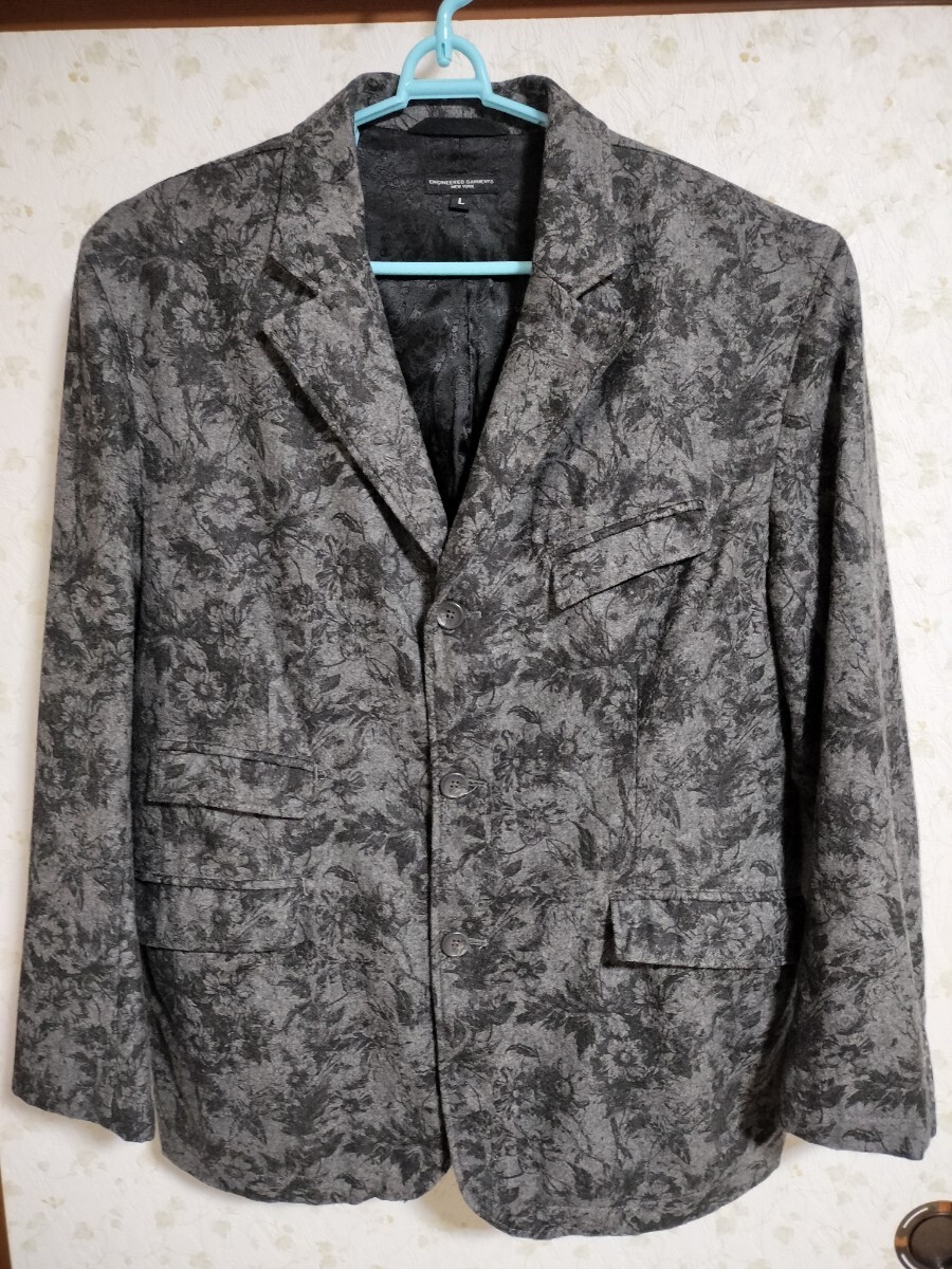 エンジニアードガーメンツ ジャケット Lモノトーン花柄 総柄ペイズリー柄ウール拍卖