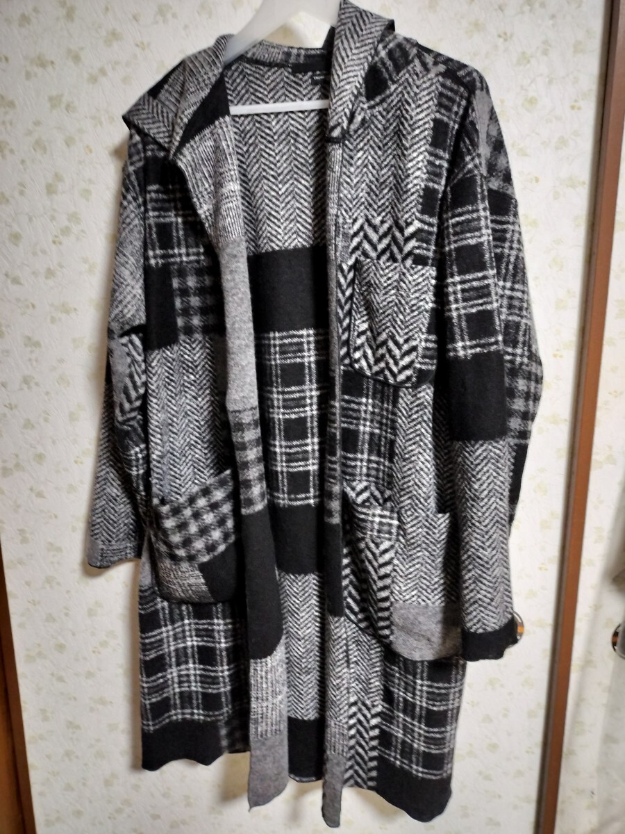 エンジニアードガーメンツ ガウン XSですが大きめSやMの人にも パッチワーク柄モノトーン コート黒白灰拍卖