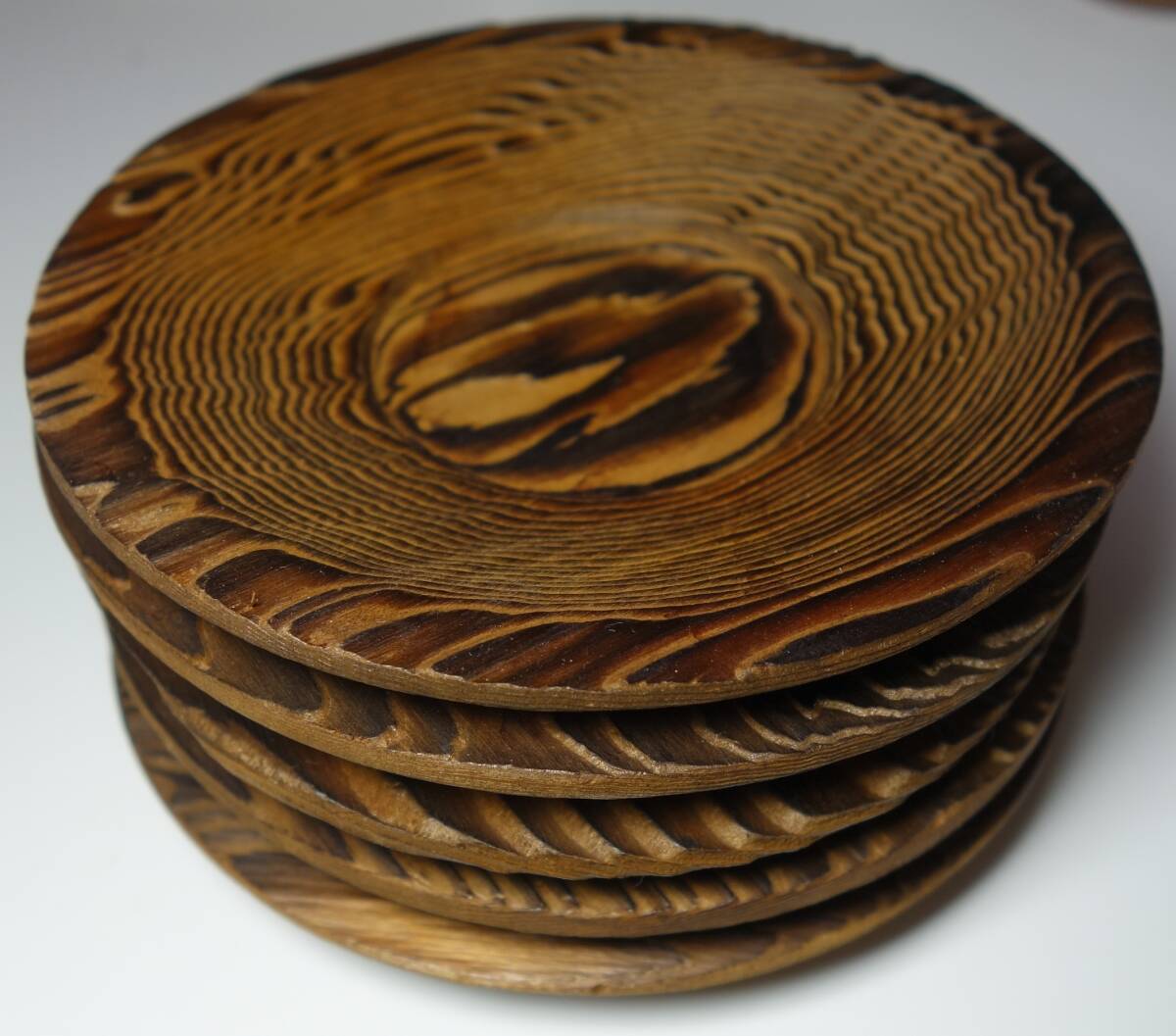 JAPAN GOODS:昭和期 屋久島杉 茶托5客 for you拍卖