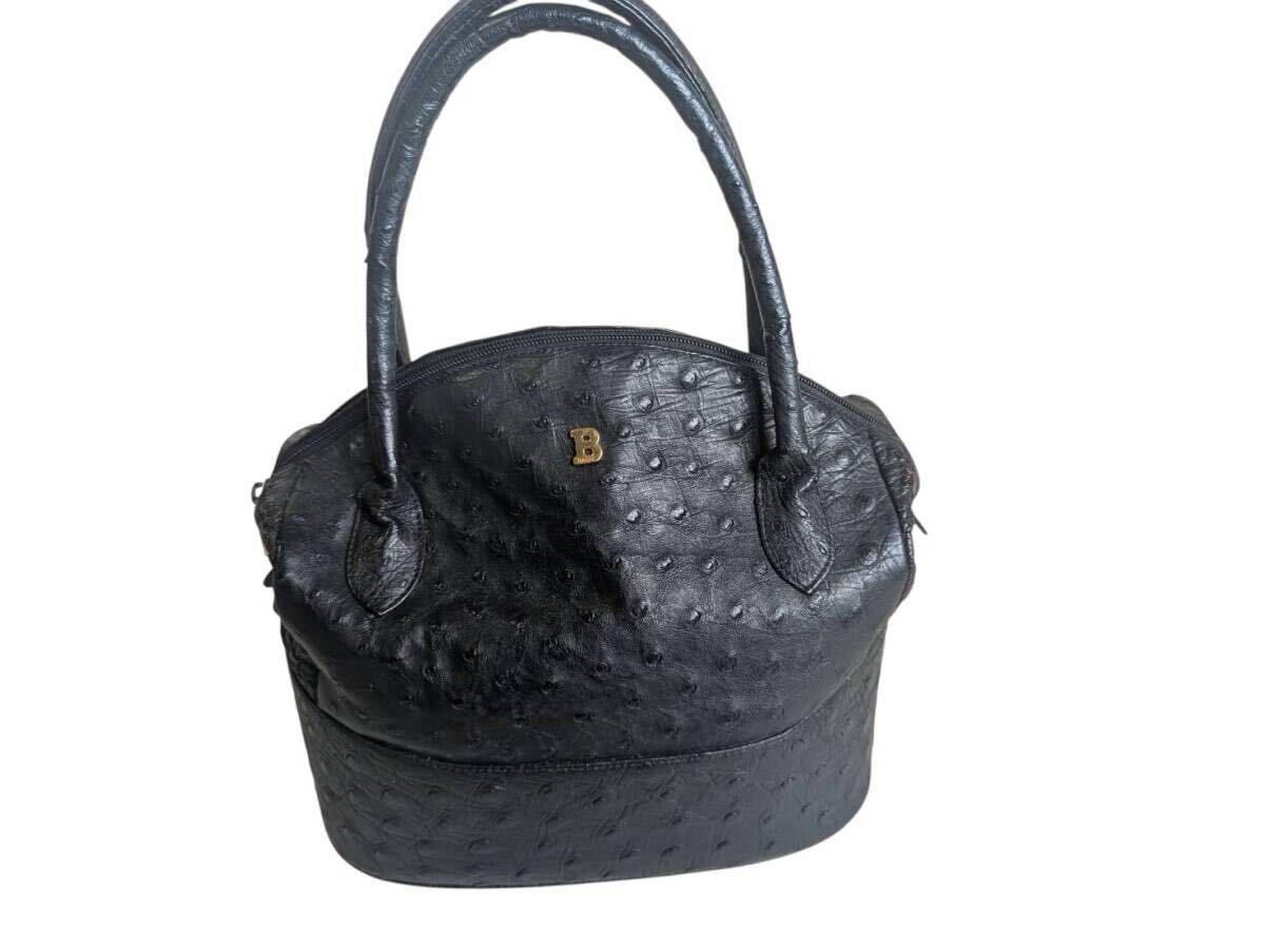 BALLY バリー ハンドバッグ オーストリッチ ブラック 黒 レディース拍卖