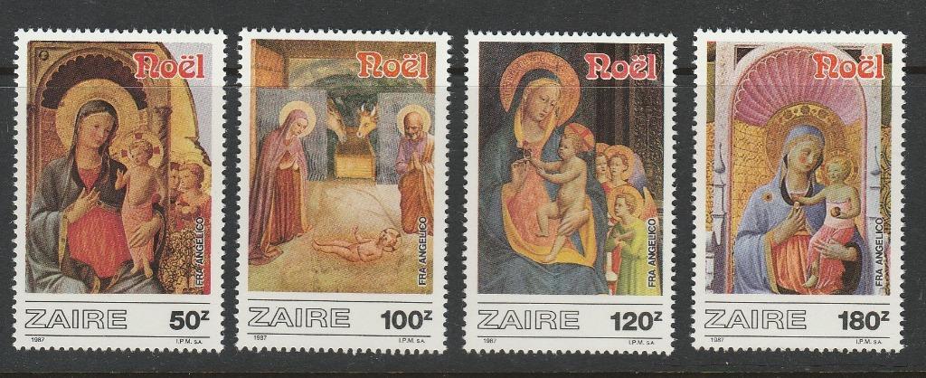 (ザイール)1987年クリスマス4種完、スコット評価8ドル(海外より発送、説明欄参照)拍卖