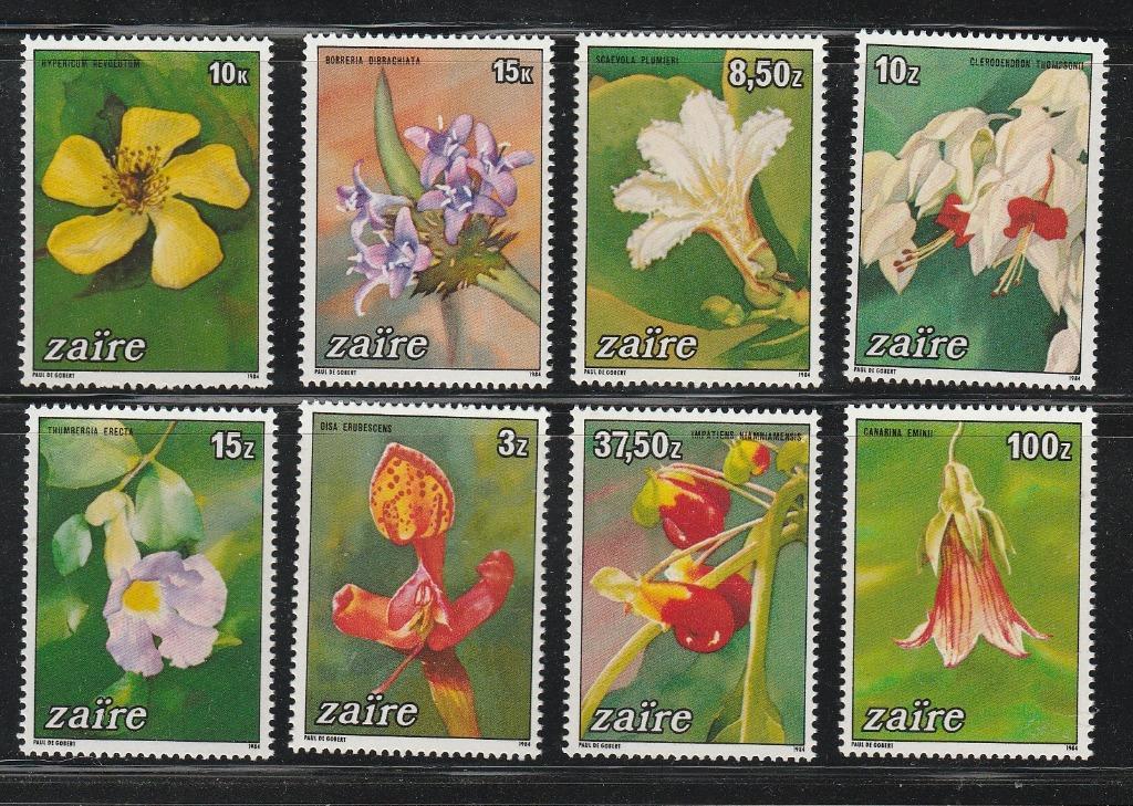 (ザイール)1984年国内の花8種完、スコット評価15.95ドル(海外より発送、説明欄参照)拍卖