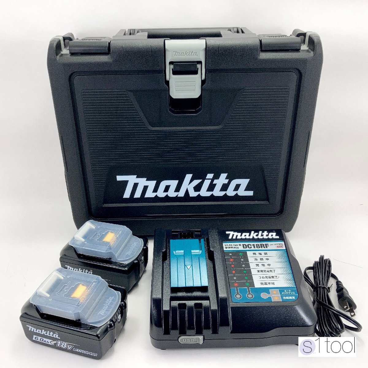 新品 マキタ 未使用 充電器 DC18RF + 雪マーク付き BL1860B 数量2個 + ケース ( TD173DRGX用 充電池 雪 雪マーク リチウムイオンバッテリ拍卖