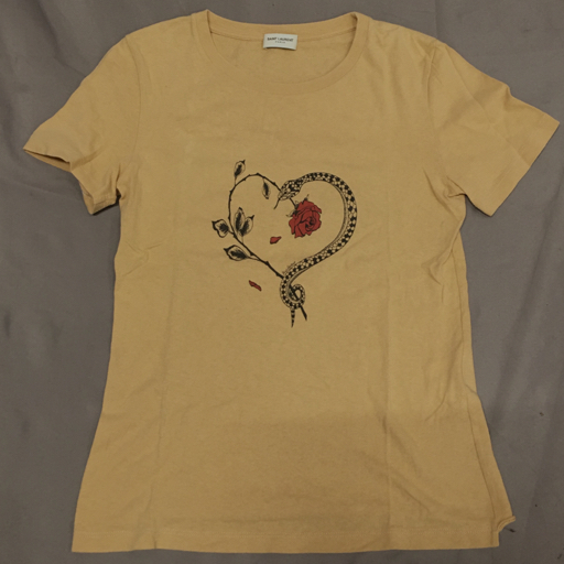 送料360円 サンローラン 半袖 プリント Tシャツ XSサイズ コットン レディース トップス SAINT LAURENT 同梱NG拍卖