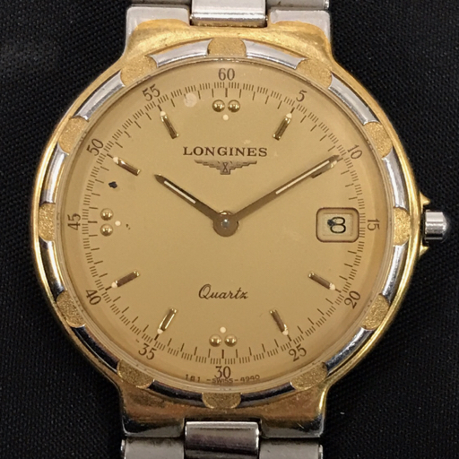 ロンジン コンクエスト デイト クォーツ 腕時計 メンズ ゴールドカラー文字盤 純正ブレス 未稼働品 LONGINES QH112-11拍卖