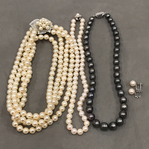 1円 金具 K14WG パールイヤリング 含む パール フェイクパール ネックレス アクセサリー まとめ 総重量約246g A21695拍卖