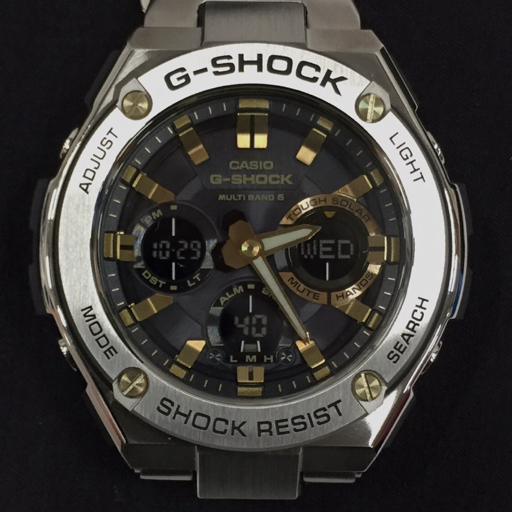 1円 カシオ G-SHOCK G-STEEL GST-W110D-1A9JF 電波ソーラー 腕時計 アナデジ メンズ 稼働 保存箱付き CASIO拍卖