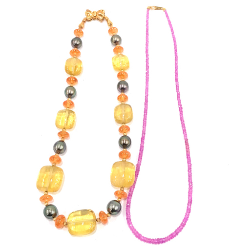 1円 カラーストーン 色石 ネックレス 留め具 K18 計2点 セット レディース アクセサリー 総重量約81g A21664拍卖