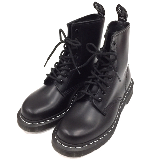 ドクターマーチン サイズ UK 5 1460WS ホワイトステッチ ショートワークブーツ レディース 黒系 保存箱付 未使用拍卖